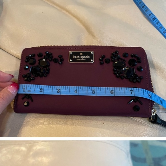 Kate Spade wine embellished wallet - Picture 2 of 6